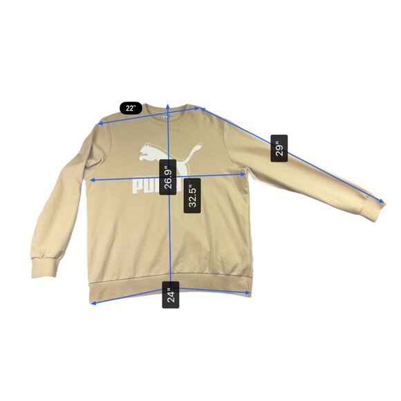 Puma Mens Beige Cotton Logo Crewneck Sweatshirt Casual Pullover Sz XXL - Picture 11 of 11